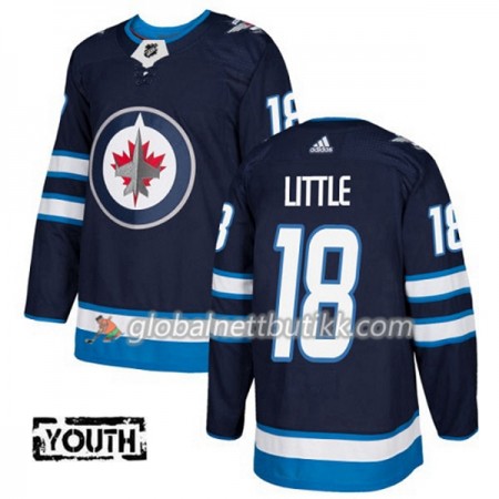 Winnipeg Jets Hockeydrakt Bryan Little 18 2017-2018 Blå Adidas Authentic - Barn